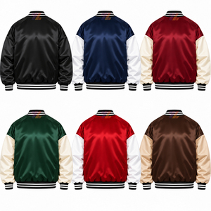 Blousons universitaires en satin d'hiver haut de gamme unisexes avec rembourrage intérieur chaud et lettrage personnalisé pour les commandes en gros des détaillants de mode - Product Image 2