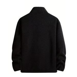 Veste en polaire sherpa pour homme, couleur noire, col montant, fermeture éclair, manches longues, coupe-vent, respirante, décontractée, 3 poches - Product Image 2