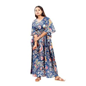 Kaftan en coton pour femmes, taille plus, robe longue maxi, kaftan fait main, imprimé à la main, vêtements de nuit, robe longue une pièce - Product Image 2