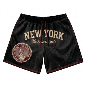 High Quality Elastic Waist Casual Shorts Double-<b>layer</b> Thick Mens Board Shorts Custom Logo Sublimation Men's Mesh Shorts - Product Image 1