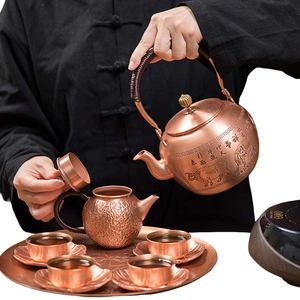 Juego de café vintage de cobre puro con acabado pulido para restaurante, hogar y hotel, juego de té metálico para cocina. - Product Image 4