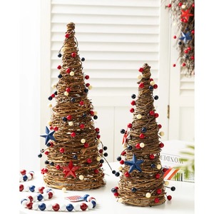 Rattan Home Decor Crystal Tree Decorative Table <b>Top</b> Showpiece Handmade Woven Accent For Living Room Bedroom And Office Styling - Product Image 4