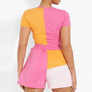Custom Hot Selling Women Short <b>Sets</b> 100% Cotton Crop Top and Fleece Shorts Women Short <b>Sets</b> New Arrival Women <b>Twin</b> <b>set</b> - Product Image 4