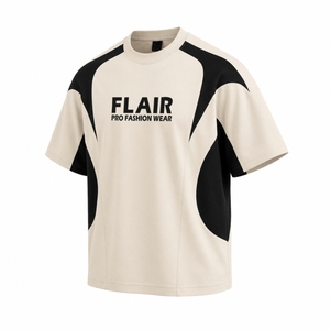 Custom Beige & <b>Black</b> Oversized Sports T-<b>Shirt</b> – Premium Polyester Performance Streetwear Tee for Men & Women - Product Image 5