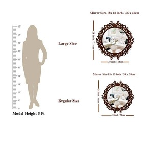 New design Carved wooden brown floral frame decorative wall mirror customized size color available for living room dining space - Product Image 5