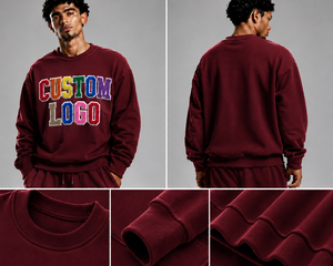 Sweat-shirt à col rond personnalisé avec logo pour homme, coupe classique, en molleton, pull-over décontracté d'automne, tricoté, avec strass sur le devant, 100% coton, sans nickel - Product Image 5