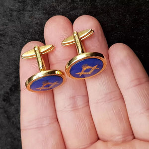 2026 Brand New High Quality Custom Made Freemason <b>Masonic</b> Regalia Blue Gold <b>Cufflinks</b> for Engagement Gift Master Mason - Product Image 4