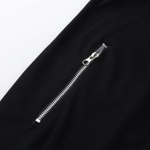 Men's Black Tracksuit Set Full <b>Zip</b> <b>Hooded</b> Long Sleeve Solid Color Casual Wear Autumn Breathable Polyester Material - Product Image 4