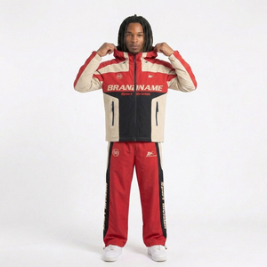 Nylon 2-Piece Sweat Suit Tracksuit Hooded <b>Zip</b>-<b>Up</b> <b>Jacket</b> Nylon Track Pants Windproof Breathable Casual Sport Wear Loose Fit - Product Image 5