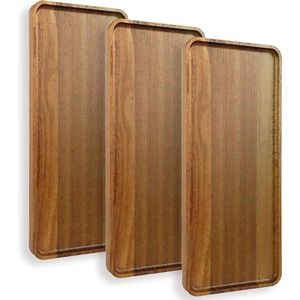 Plateau de service rectangulaire en bois de grande taille avec poignées latérales pour le thé, le café, le petit-déjeuner, l'hôtellerie et la restauration - Product Image 6