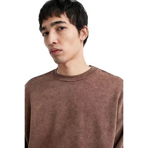 Sudaderas de lana de azufre de lavado ácido de mejor diseño para hombres de peso pesado Sun Faded sudaderas personalizadas de manga larga de gran tamaño - Product Image 3