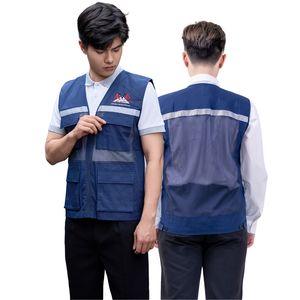 Chaleco de malla reflectante transpirable de los fabricantes FMF, diseño personalizable para ingenieros/trabajadores de la construcción, ropa de trabajo con múltiples bolsillos - Product Image 3
