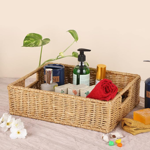 Top Selling Woven <b>Wicker</b> Rattan <b>Basket</b> Rectangle Fruit Serving <b>Storage</b> Decorative Serving Tray Natural Finished Kitchen Ware - Product Image 3