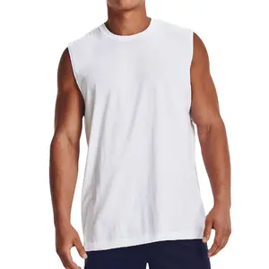 Mens White Color Gym Sleeveless Tee shirts Casual Street fashion tshirts best quality Bodybuilding Vests