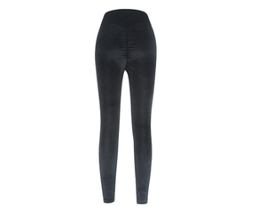 Women's <b>High</b> Quality Summer Simple <b>Thick</b> Knitted Velvet Mid <b>Waist</b> Seamless Breathable Invisible Pocket Full Length <b>Leggings</b> - Product Image 5