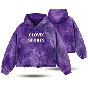 Sweat-shirt à capuche en coton épais haut de gamme, coupe ample unisexe, avec logo personnalisé en strass - Product Image 6