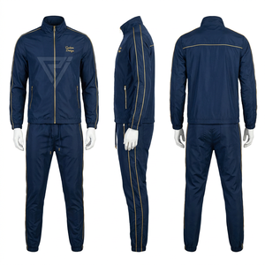 Conjunto Deportivo para Hombre en Color Morado y Gris, Sudadera con Cierre Completo y Pantalones Jogger, Estilo Deportivo Casual para Otoño, Diseño Geométrico - Product Image 2