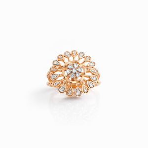 Namivaa Other Floral Halo Cluster <b>Ring</b> for Women with Micro Insert Round and Pear Cuts Elegant <b>Statement</b> Wedding Party Gift - Product Image 1