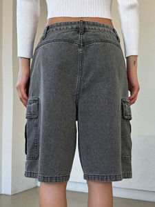 Shorts de Mezclilla para Mujer, Estilo Urbano, Transpirables, Impermeables, Resistentes al Viento, de Secado Rápido, Cintura Elástica, para Actividades al Aire Libre - Product Image 4