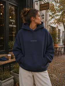 Sudadera con Capucha Extra Grande Personalizada para Invierno, Texto Personalizado en la Parte Delantera y Trasera, Sudadera Minimalista de Estilo Urbano con Nombre Personalizado, Regalo para Ella - Product Image 5
