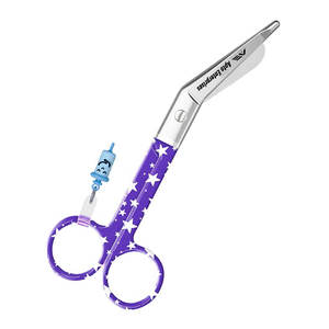 Ciseaux infirmiers manuels en acier inoxydable, design à motif étoile en bec de canard, bleus, conçus pour des coupes rapides et précises, bandages, usage hospitalier - Product Image 3