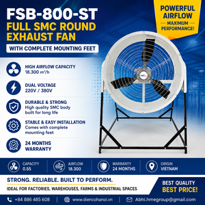 Ventilador Axial de Pared Redondo FSB-800-ST, 800mm, Blanco, AC 220V, Eléctrico, con Patas de Montaje, Uso Industrial, ODM, Fibra de Vidrio - Product Image 1