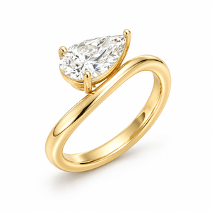 Anillo Solitario con Diamante Cultivado en Laboratorio de 2.50 CTS, Corte Pera, Estilo Elegante, Oro Amarillo de 14K, Anillo de Compromiso, Joyería Personalizada OEM - Product Image 1
