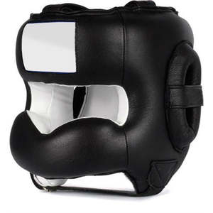 Protector de cabeza de cuero vacuno de la mejor calidad con logotipo personalizado para boxeo y artes marciales con espuma gruesa que absorbe los impactos - Product Image 3