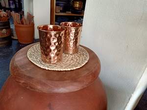 Ensemble de verres à vin modernes en cuivre à double paroi, sans pied, pour bar, restaurant, maison, repas et réceptions - Product Image 5