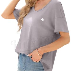 100% coton T-shirt décontracté Logo personnalisé T-shirt surdimensionné Hommes Femmes T-shirt brodé avec un design personnalisé - Product Image 2