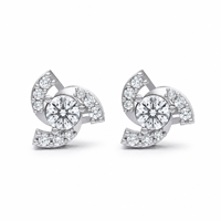 Geometrische Blumen-Ohrstecker Brillantschliff Moissanit Versilbert Damen Hochzeitsschmuck Krappenfassung Trendiger Stil
