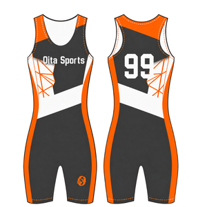 Maillot de compétition sans manches pour homme Orange et Charbon, uniforme de performance pour la course, personnalisable, vente en gros, pour équipes sportives - Product Image 3