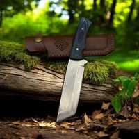 Couteau de chasse à lame droite de qualité industrielle OEM/ODM, manche en bois, étui en cuir, personnalisable OEM