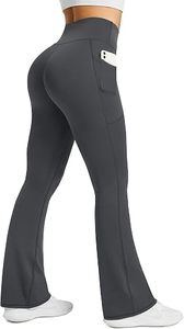 Women's High Rise <b>Flare</b> <b>Leggings</b> Bootcut Yoga Pants Stretch Workout Trousers with Pockets - Product Image 2