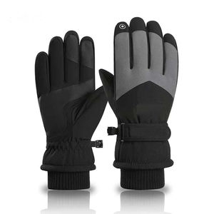Gants de ski noirs imperméables, isolés, coupe-vent, compatibles écran tactile, avec sangle de poignet réglable et fermeture à enfiler, pour l'hiver - Product Image 6