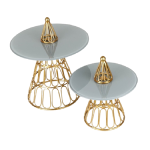 Support à gâteau à deux niveaux en laiton couleur or, support de service pour desserts, taille et forme personnalisées - Product Image 5
