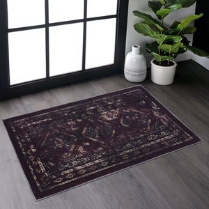 Tapis de porte lavable noir MAVAL 2 x 3, ensemble noir et bordeaux, tapis et ensembles de tapis - Product Image 1