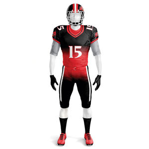 OEM Men's Gradient Color Sublimated Football Uniform Set Customize Fabric Short Sleeve Sportswear Jersey Pants For Summer Season - Product Image 5