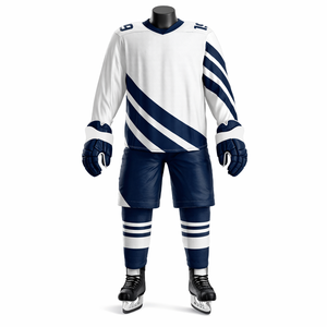 Ensemble Maillot et Short de Hockey Personnalisé Imprimé par Transfert Thermique 100% Polyester Anti-Bactérien pour Adultes Tenue d'Équipe OEM ODM - Product Image 1