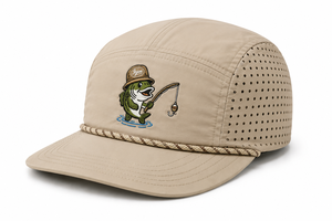 Wholesale Custom Logo <b>Waterproof</b> 5 Panel <b>Hat</b> Premium Laser Perforated Fishing Cap Outdoor Sports Embroidery Rope <b>Hat</b> For Men - Product Image 3