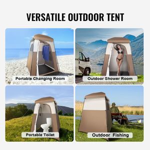 Carpa de Camping Portátil para Exteriores de 66'' x 66'' x 87'' con 1 Habitación, Gran Tamaño, Privacidad, con Bolsillos Superiores Desmontables y Tienda de Ducha Colgante - Product Image 6