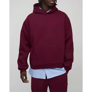 เสื้อฮู้ดดี้สีแดงเบอร์กันดี ผ้าฝ้าย 100% หนานุ่ม ปักลายพิมพ์ตามสั่ง แบบสวมหัว มีฮู้ด ผ้าฟลีซ สำหรับผู้ชาย ฤดูหนาว สไตล์วินเทจ - Product Image 3