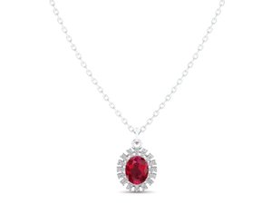 REYES Elegant 14K <b>Rose</b> <b>Gold</b> Ruby <b>Pendant</b> 925 Sterling Silver Oval Crystal <b>Necklace</b> Wedding Fine Jewelry Women Party Holiday Gift - Product Image 4