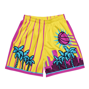 New Style Men Casual Sports Custom Design Double <b>Layer</b> Men's Yellow Mesh Shorts - Product Image 1