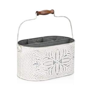 Porte-couverts galvanisé élégant pour table à manger, au design rustique et industriel de style ferme - Product Image 1