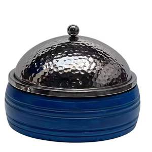 Calentador de Comida Tipo Buffet de Acero Inoxidable con Tapa Martillada de Lujo, Recipiente Decorativo para Servir Comida en Hoteles y Eventos - Product Image 1