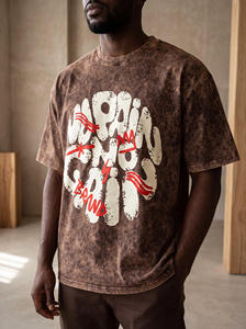 Custom Mens <b>Vintage</b> Washed <b>Graphic</b> T Shirt Oversized Streetwear Abstract Letter Print Short Sleeve Crew Neck Cotton Casual <b>Tee</b> - Product Image 5