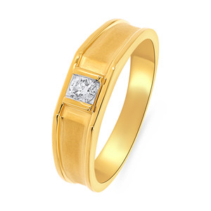 Anillo de Diamantes Solitario de Corte Redondo para Hombre en Oro Amarillo de 18K Premium, Acabado Mate, Anillo de Boda Clásico, Fabricante de Joyería Fina - Product Image 1