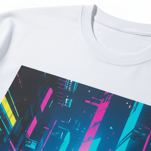 T-shirt blanc pour homme, manches courtes, col rond, imprimé numérique, design Cyberpunk City, coupe décontractée, jersey en coton - Product Image 2