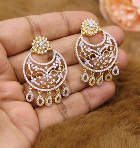 STUNNING SPARKLES Gold Plated Asscher Cut Crystal Drop <b>Earrings</b> Rhinestone Lock Design IGI Certified Claw Setting Women Wedding - Product Image 1